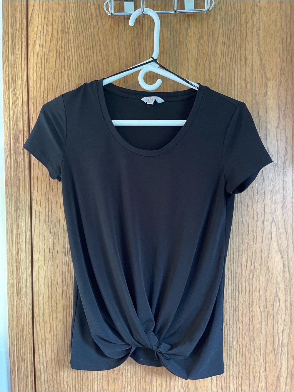 Candie's Black Short-Sleeve Twist-Knot Tee